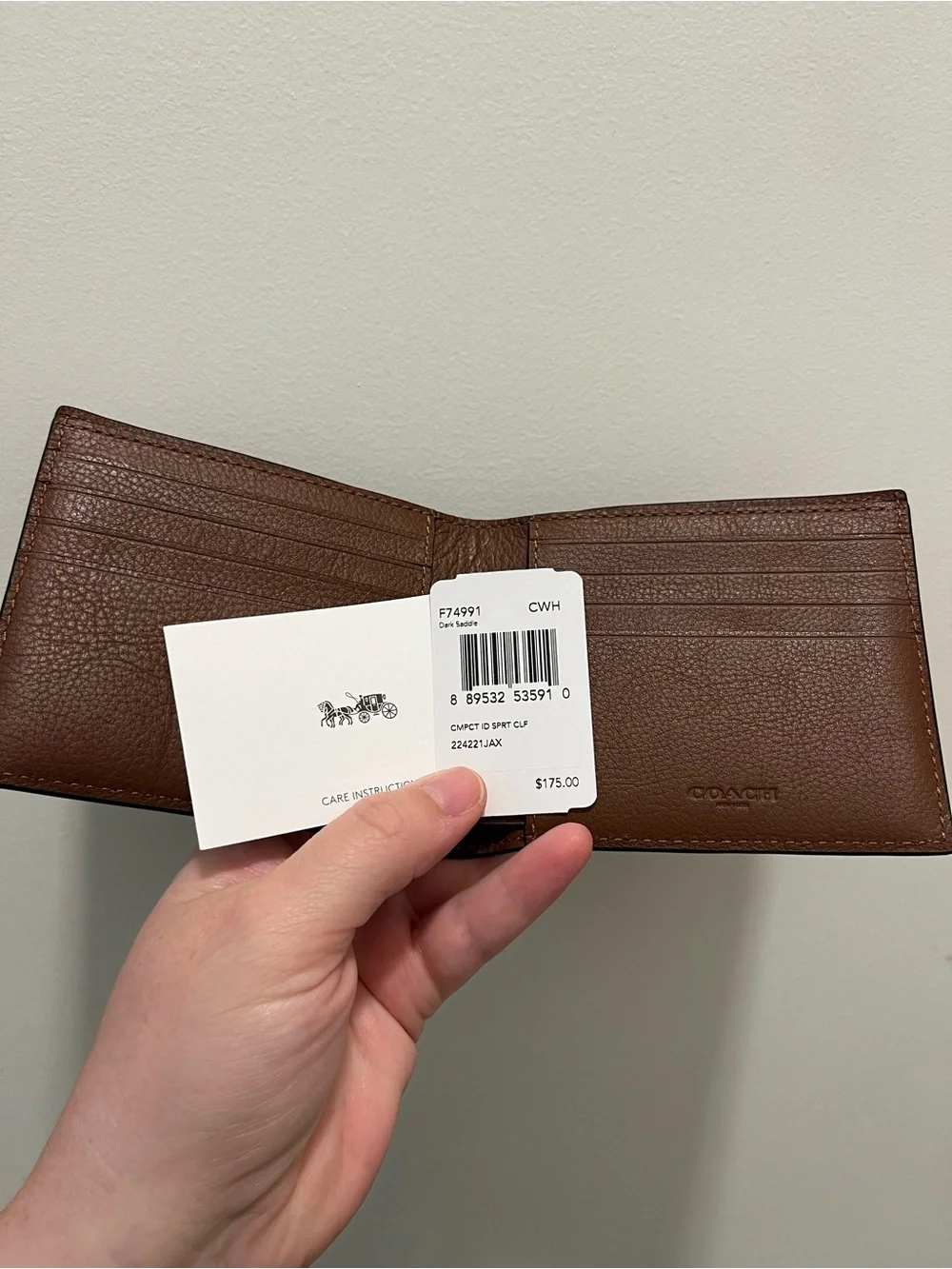 NWT Brown Leather Coach Men’s wallet